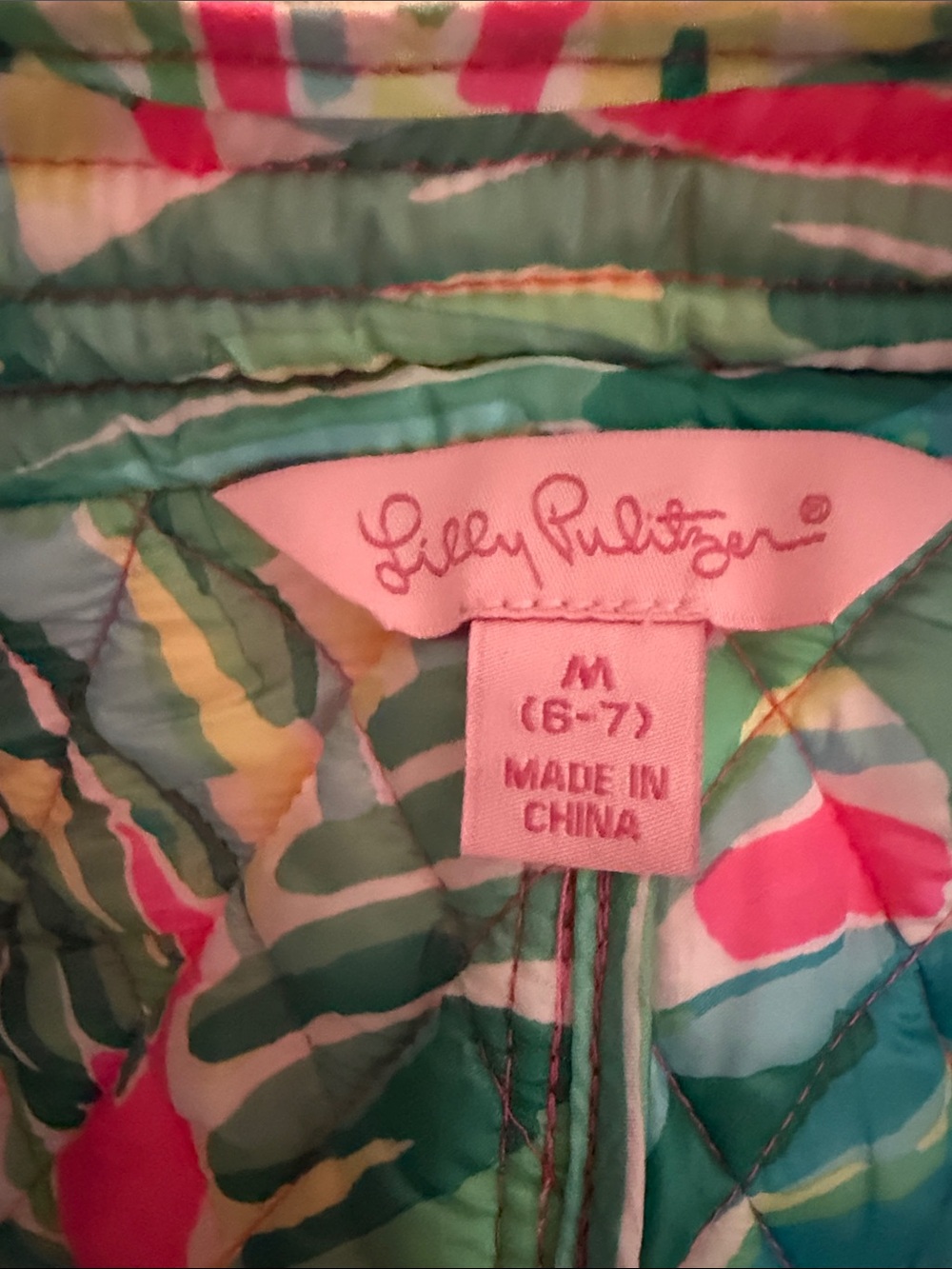 Lilly Pulitzer Pink Quilted Vest with Multicolor Trim - Picture 2 of 5
